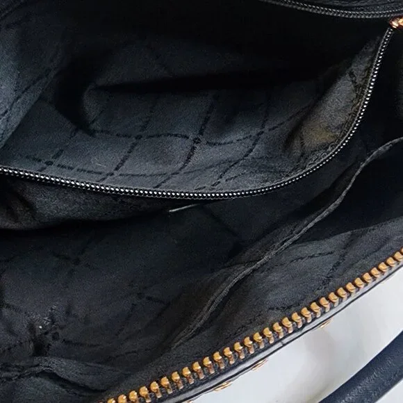 Michael Kors Emmy Dome Black Saffiano Leather Large Satchel w/ Rose Gold Tone - Picture 8 of 11